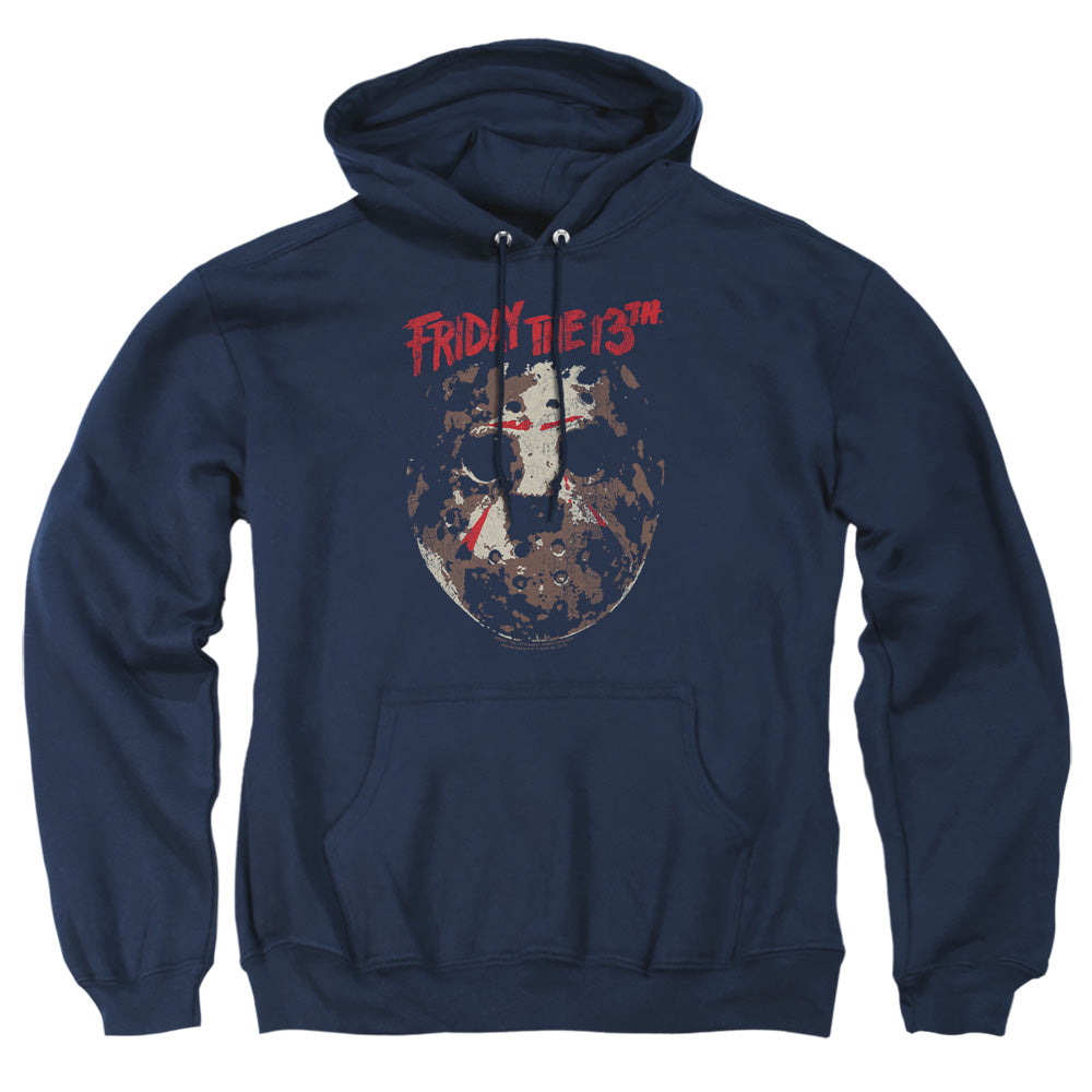 Friday The 13Th Rough Mask Mens Hoodie Navy Officially Licensed