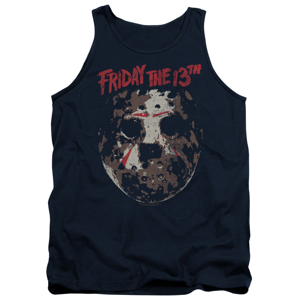 Friday The 13Th Rough Mask Mens Tank Top Shirt Navy Officially Licensed