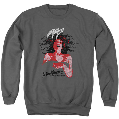 Nightmare On Elm Street Illustrated European Poster Mens Crewneck Sweatshirt Charcoal