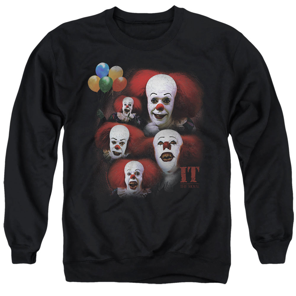 It 1990 Many Faces Of Pennywise Mens Crewneck Sweatshirt Black Officially Licensed