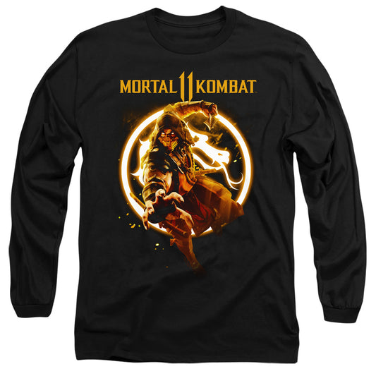 Mortal Kombat 11 Scorpion Flames Mens Long Sleeve Shirt Black