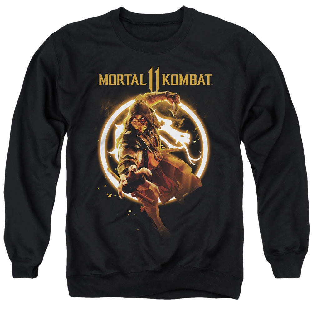 Mortal Kombat 11 Scorpion Flames Mens Crewneck Sweatshirt Black