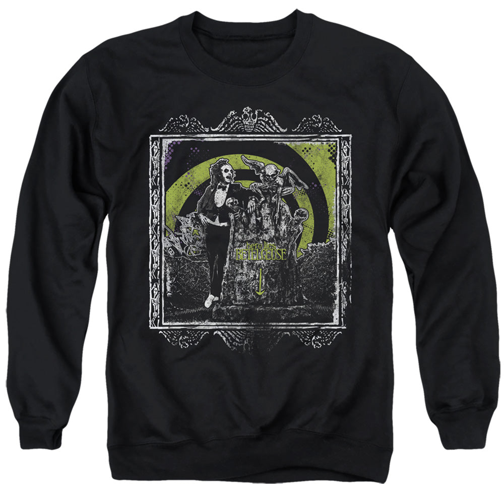 Beetlejuice Here Lies Mens Crewneck Sweatshirt Black Officially Licensed