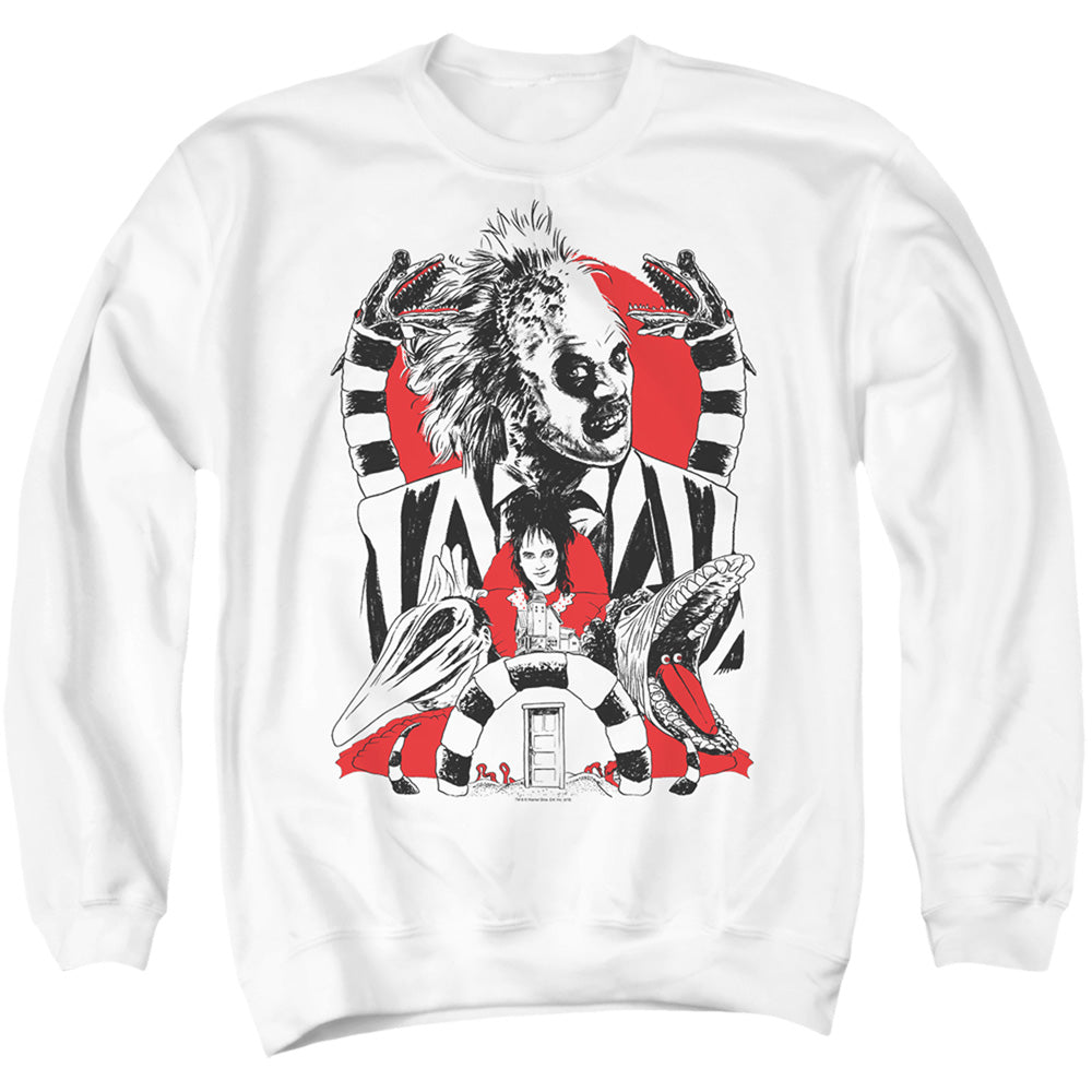 Beetlejuice Beetlejuice Collage Mens Crewneck Sweatshirt White Officially Licensed