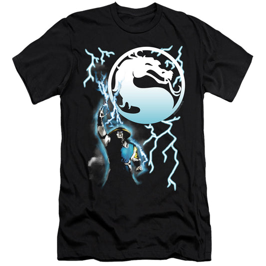 Mortal Kombat Klassic Raiden Hbo Premium Bella Canvas Slim Fit Mens T Shirt Black