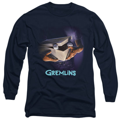 Gremlins Original Poster Mens Long Sleeve Shirt Navy Officially Licensed