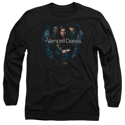 Vampire Diaries Hearts Desire Mens Long Sleeve Shirt Black Officially Licensed