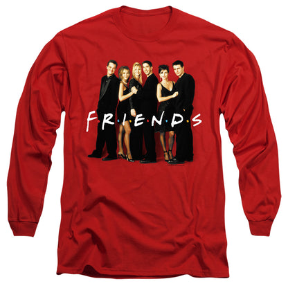 Friends Cast In Black Mens Long Sleeve Shirt Red Officially Licensed