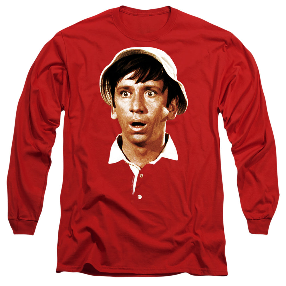 Gilligans Island Gilligans Head Mens Long Sleeve Shirt Red Officially Licensed