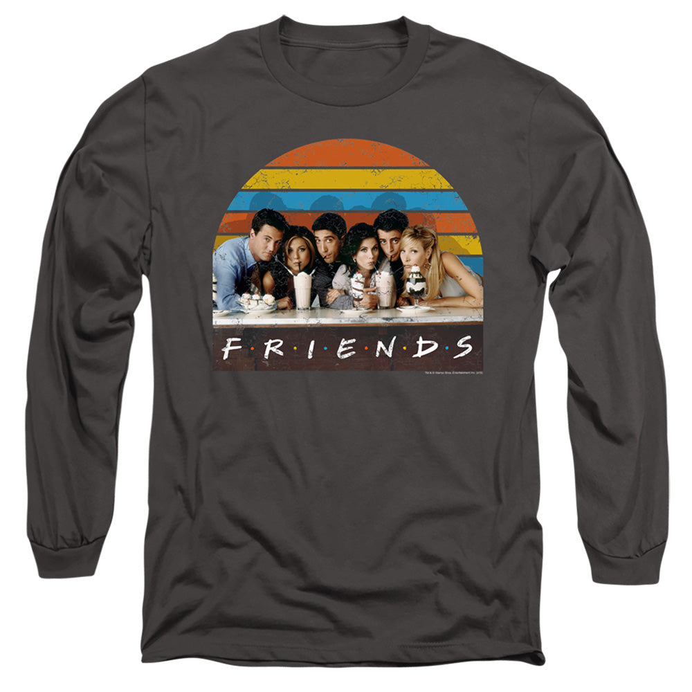 Friends Soda Fountain Mens Long Sleeve Shirt Charcoal Officially Licensed