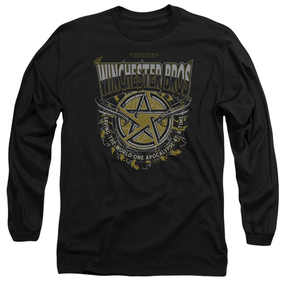 Supernatural Winchester Bros Mens Long Sleeve Shirt Black Officially Licensed