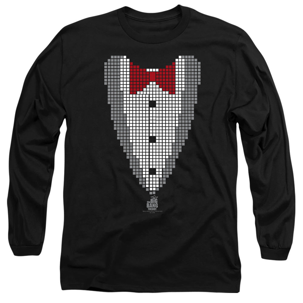 Big Bang Theory Pixelated Tux Mens Long Sleeve Shirt Black Officially Licensed