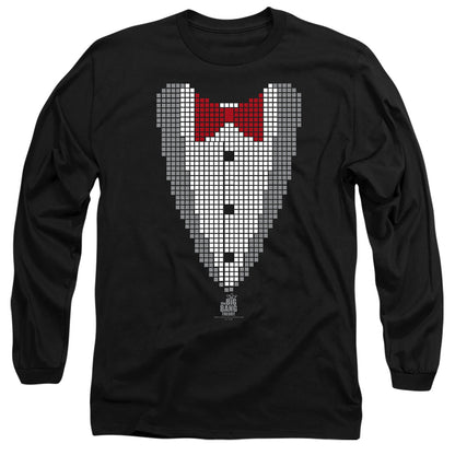 Big Bang Theory Pixelated Tux Mens Long Sleeve Shirt Black Officially Licensed
