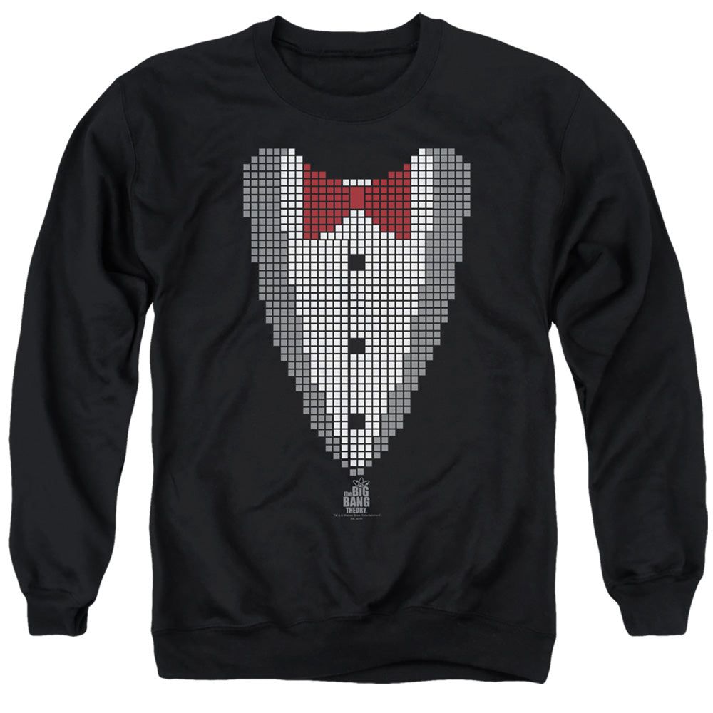 Big Bang Theory Pixelated Tux Mens Crewneck Sweatshirt Black Officially Licensed