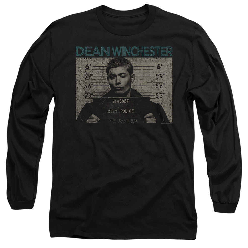 Supernatural Dean Mug Shot Mens Long Sleeve Shirt Black Officially Licensed