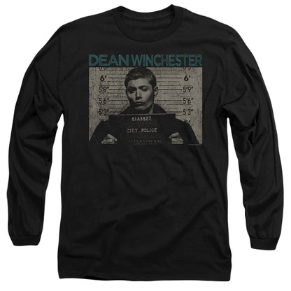 Supernatural Dean Mug Shot Mens Long Sleeve Shirt Black Officially Licensed