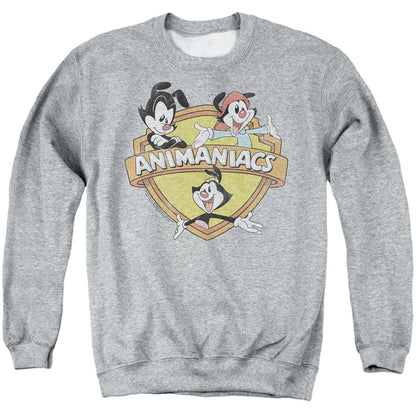 Animaniacs Shielded Animaniacs Mens Crewneck Sweatshirt Athletic Heather Officially Licensed