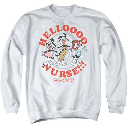 Animaniacs Hello Nurse Mens Crewneck Sweatshirt White Officially Licensed