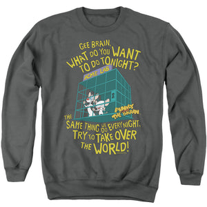 Pinky And The Brain The World Mens Crewneck Sweatshirt Charcoal