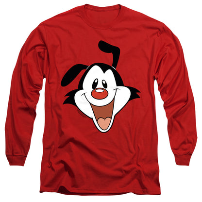 Animaniacs Yakko Head Mens Long Sleeve Shirt Red Officially Licensed