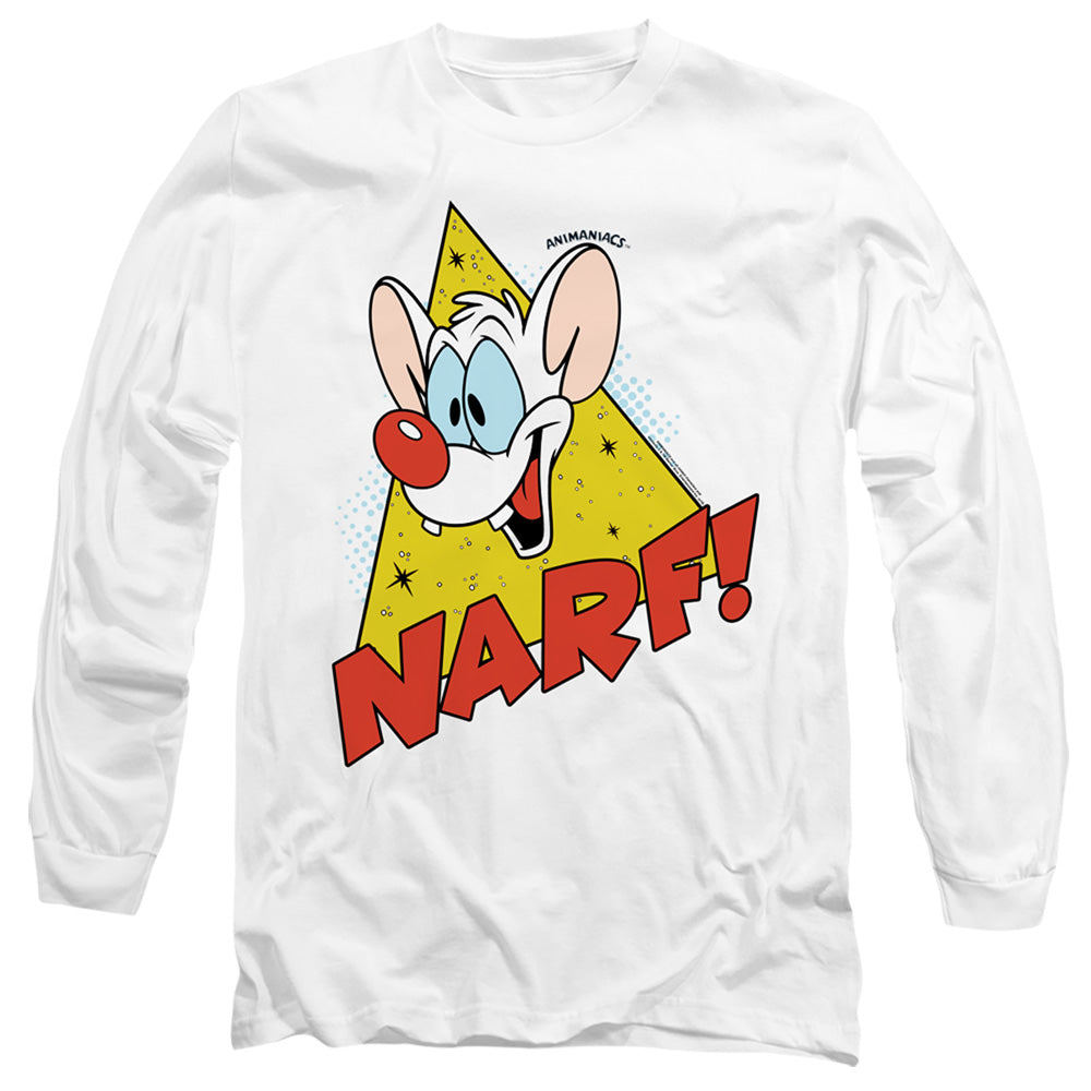 Pinky And The Brain Narf Mens Long Sleeve Shirt White