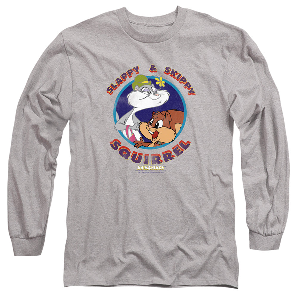 Animaniacs Slappy And Skippy Squirrel Mens Long Sleeve Shirt Athletic Heather Officially Licensed