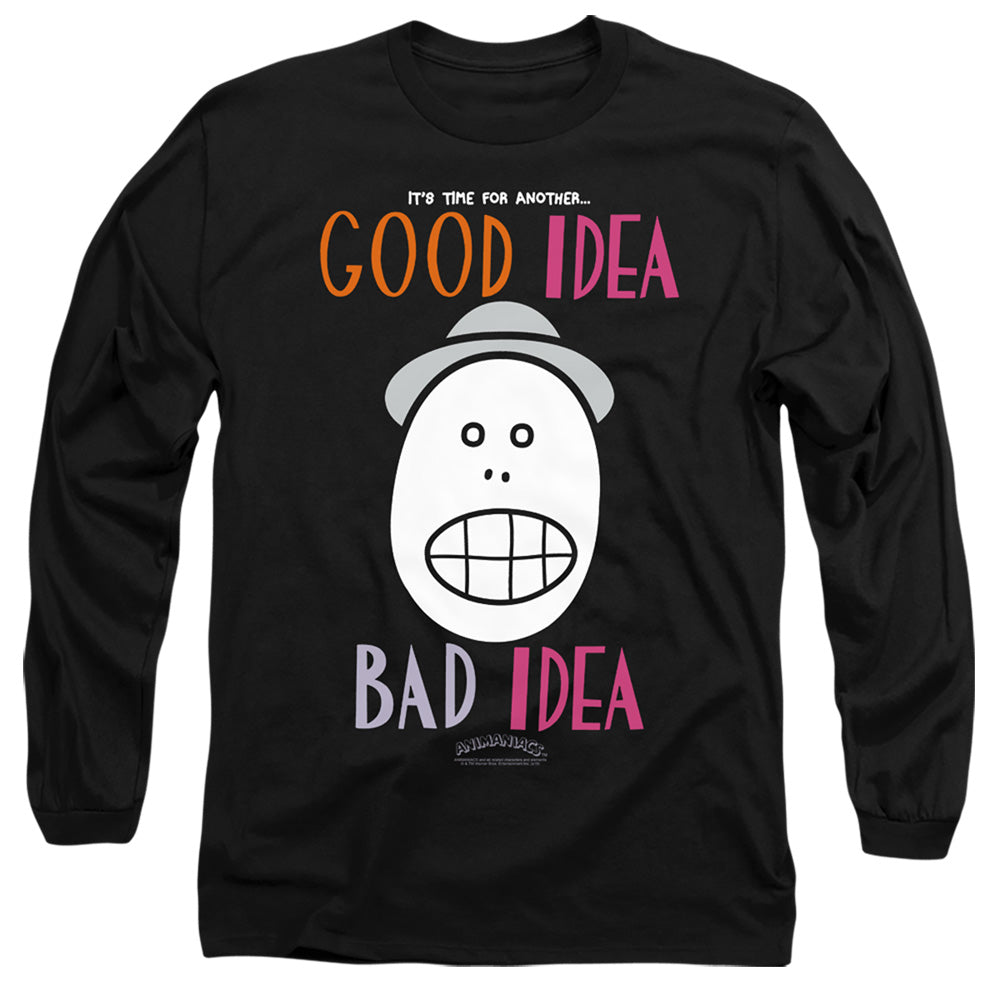 Animaniacs Good Idea Bad Idea Mens Long Sleeve Shirt Black Officially Licensed