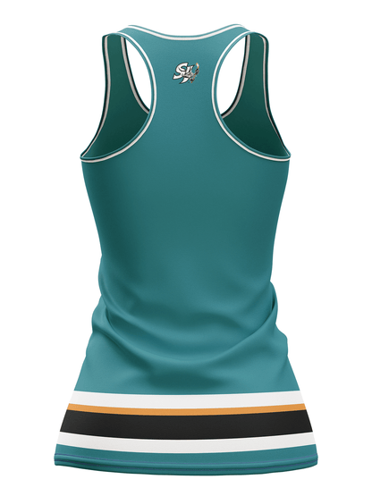 San Jose Barracuda Teal Alternate Women's Racerback Hockey Tank