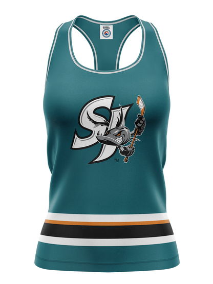 San Jose Barracuda Teal Alternate Women's Racerback Hockey Tank