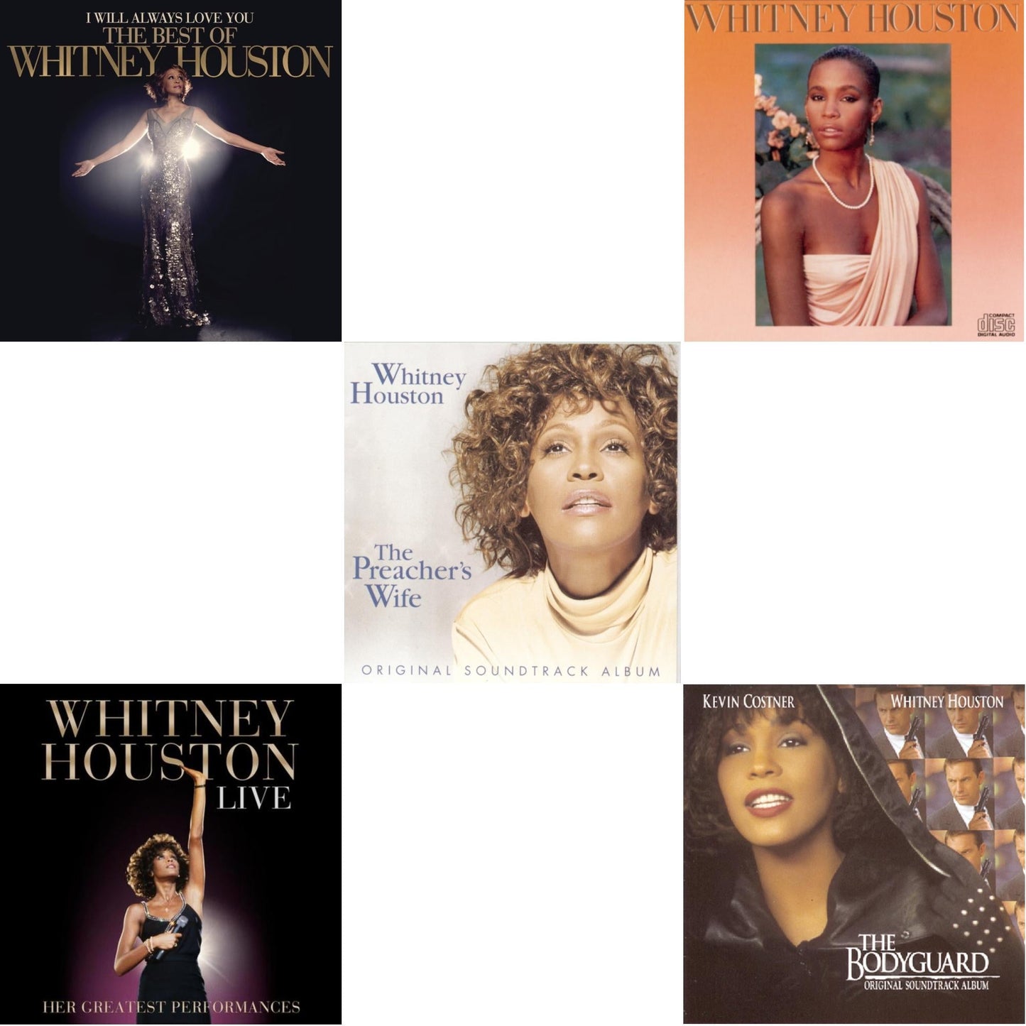 Whitney Houston - I Will Always Love You: Very Best Of & Whitney Houston Live: Her Greatest Performances & Preacher's Wife Ost & Whitney Houston & Bodyguard Ost - CD Bundle
