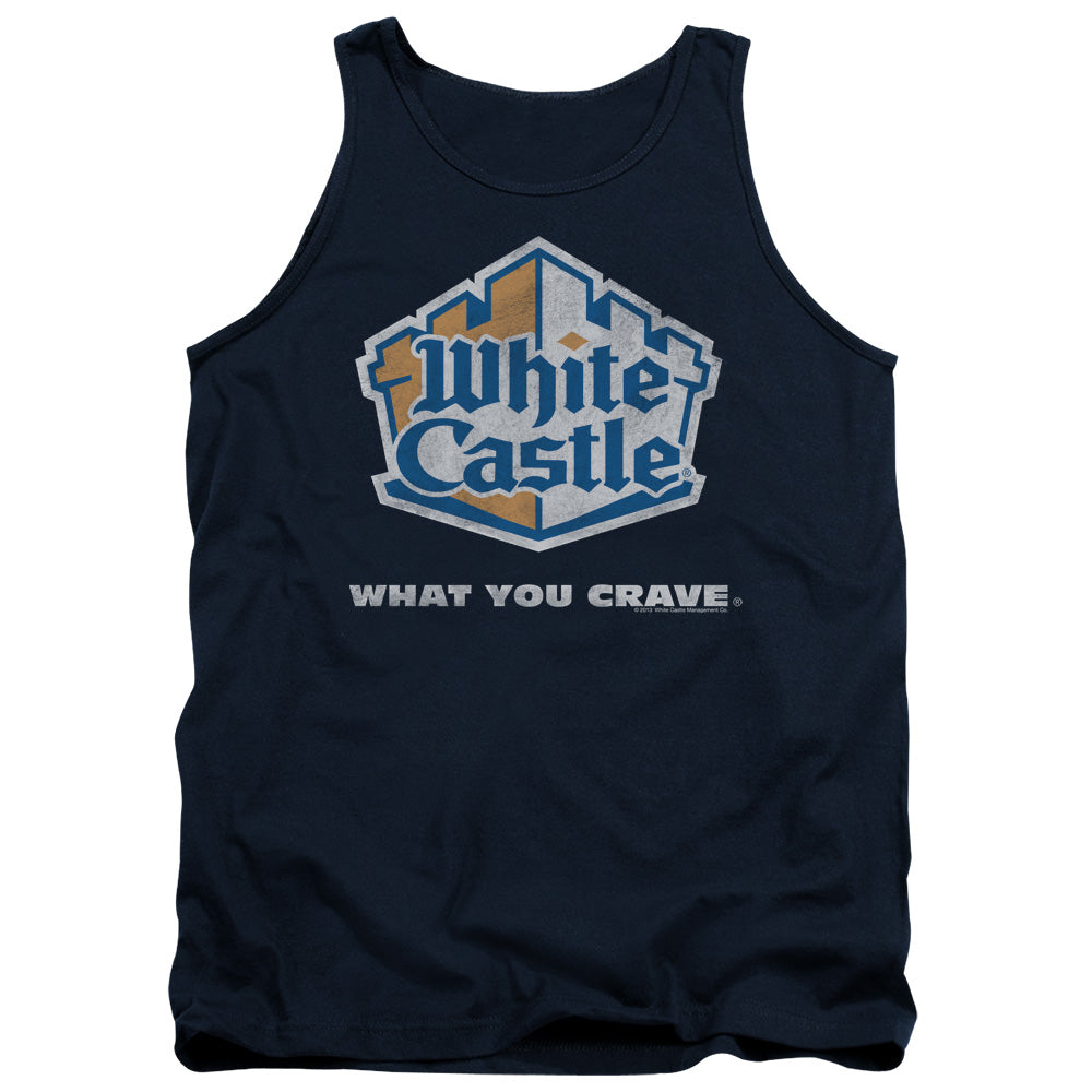 White Castle Distressed Logo Mens Tank Top Shirt Navy