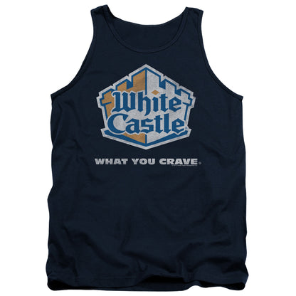 White Castle Distressed Logo Mens Tank Top Shirt Navy