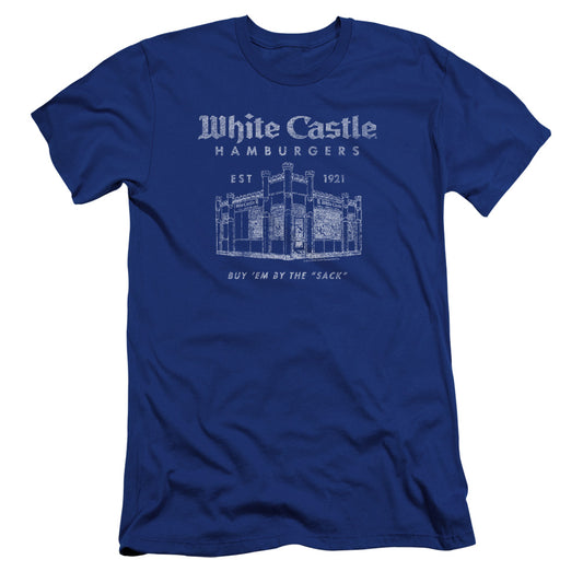 White Castle By The Sack Hbo Premium Bella Canvas Slim Fit Mens T Shirt Royal Blue