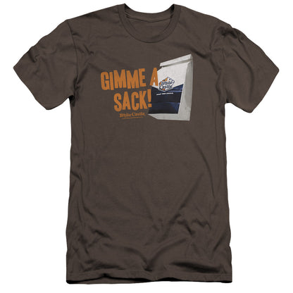 White Castle Gimmie A Sack Premium Bella Canvas Slim Fit Mens T Shirt Charcoal