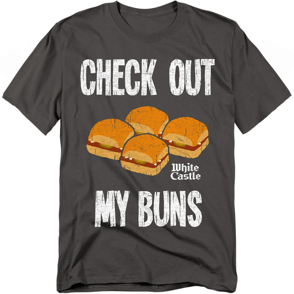 White Castle My Buns Mens T Shirt Charcoal Officially Licensed