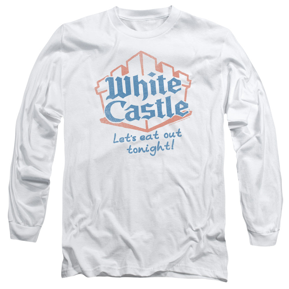 White Castle Lets Eat Mens Long Sleeve Shirt White