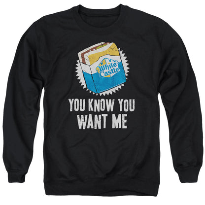 White Castle Want Me Mens Crewneck Sweatshirt Black