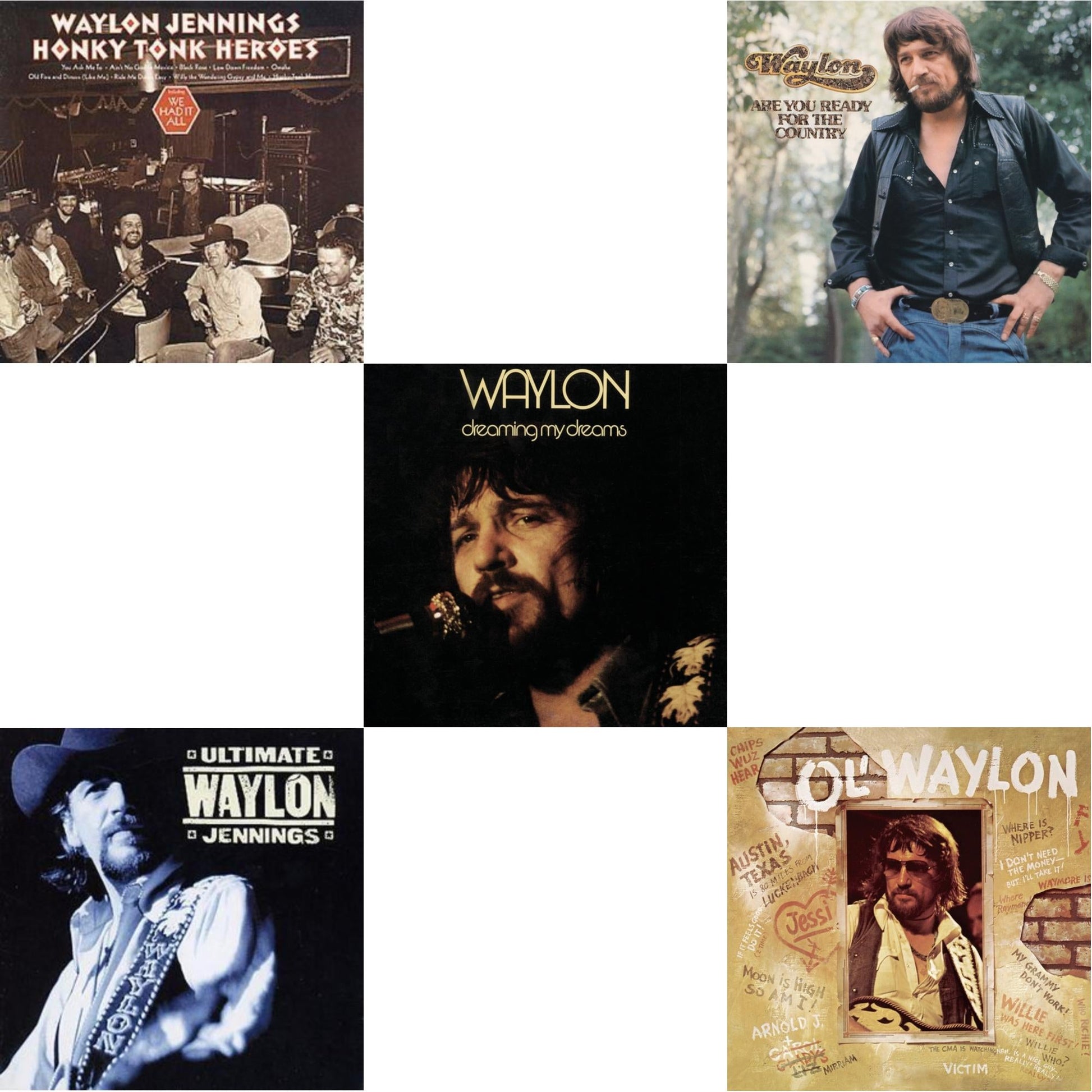 Waylon Jennings - Honky Tonk Heroes & Ultimate Waylon Jennings & Dreaming My Dreams & Are You Ready For The Country & Ol Waylon - CD Bundle