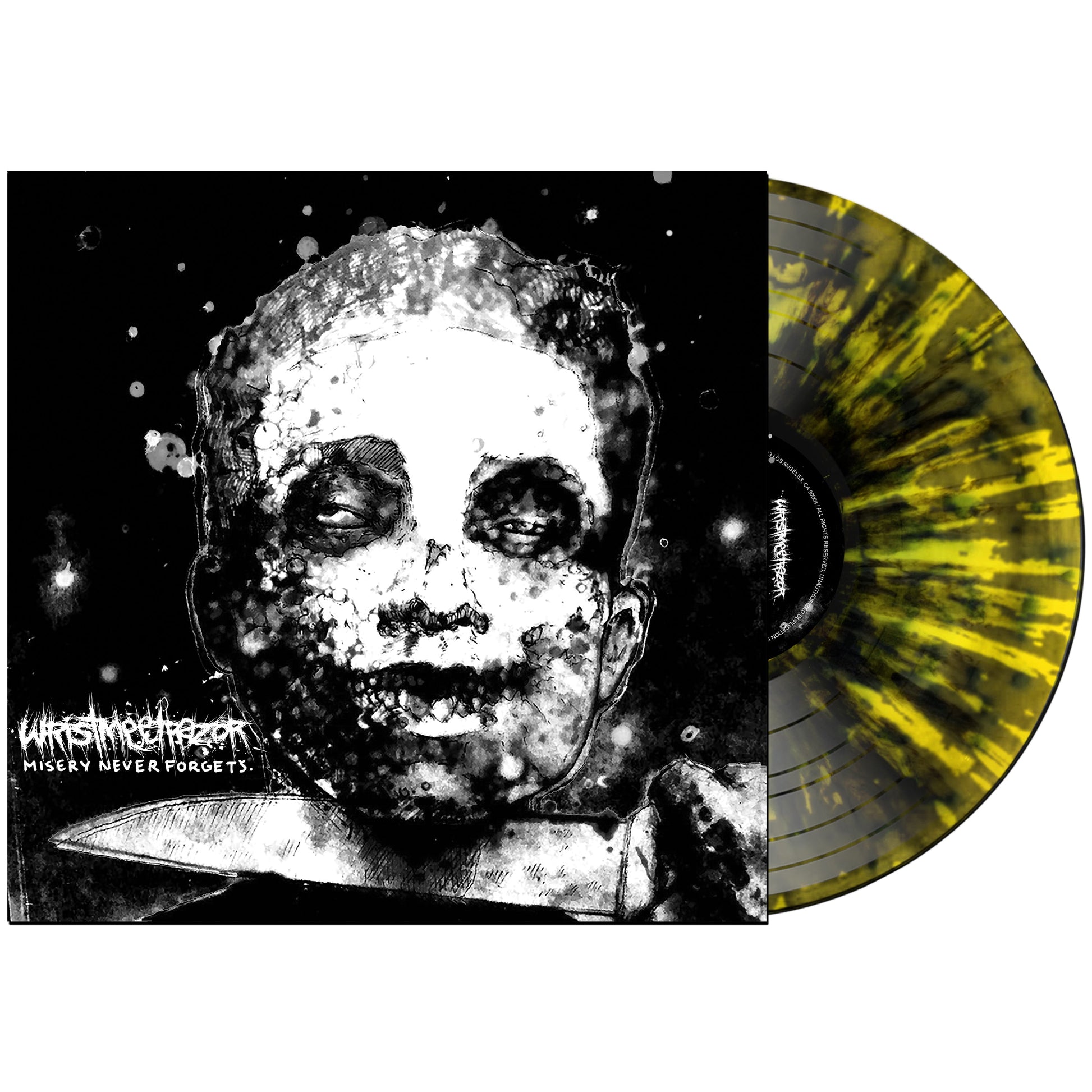 Wristmeetrazor - Misery Never Forgets - Black Marble w/ Yellow Splatter Burst LP Vinyl Record