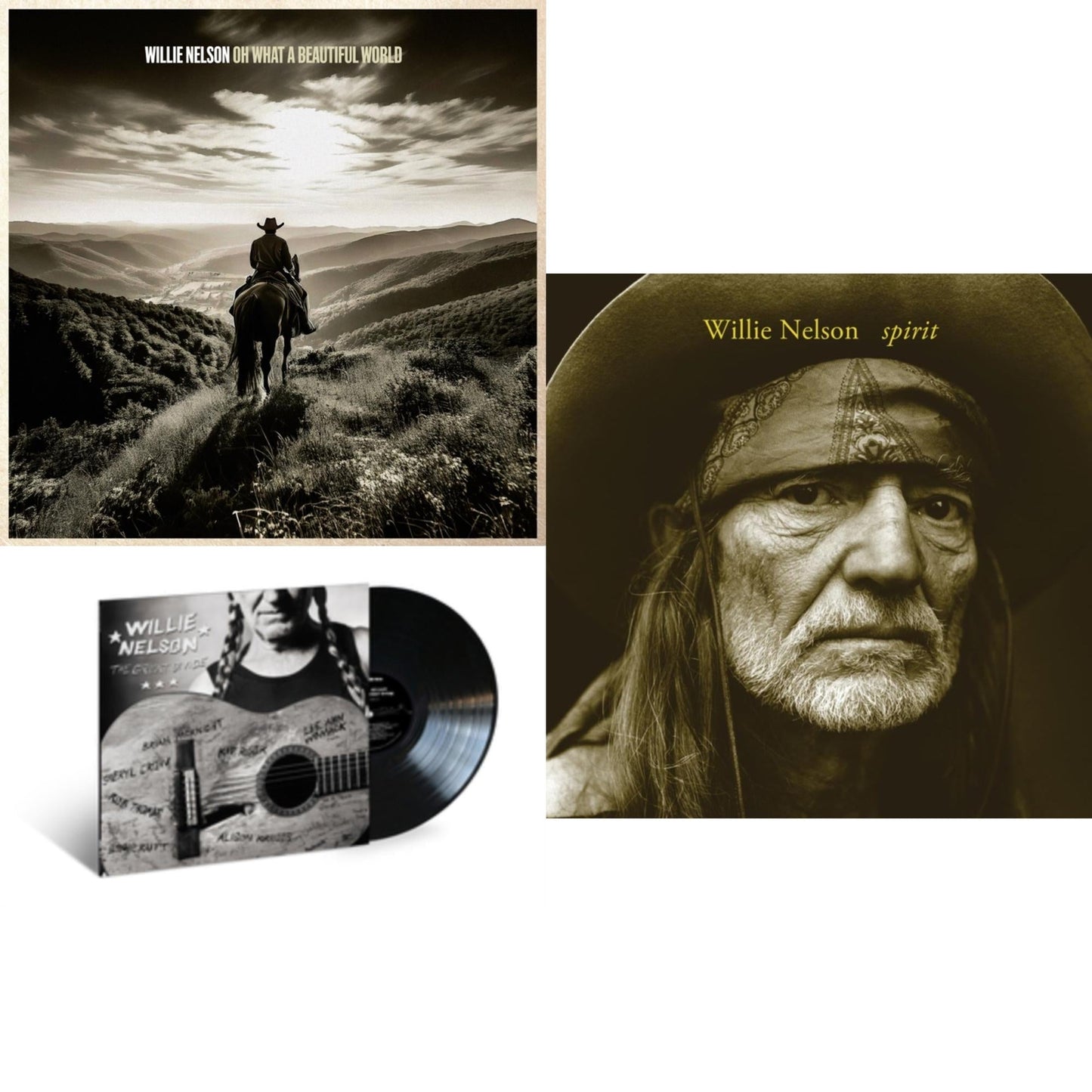 Willie Nelson - Oh What A Beautiful World & Great Divide & Spirit (180G) - LP Vinyl Bundle