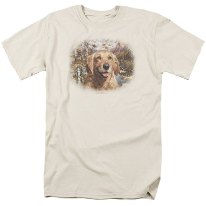 Wildlife Golden Retriever Head Mens T Shirt Cream Officially Licensed