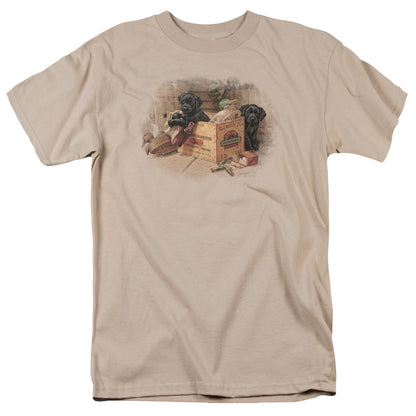 Wildlife Box Boys Black Labs Mens T Shirt Sand Officially Licensed