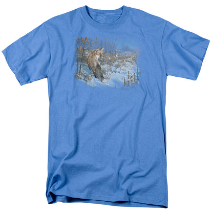 Wildlife Winter Red Fox Mens T Shirt Carolina Blue Officially Licensed