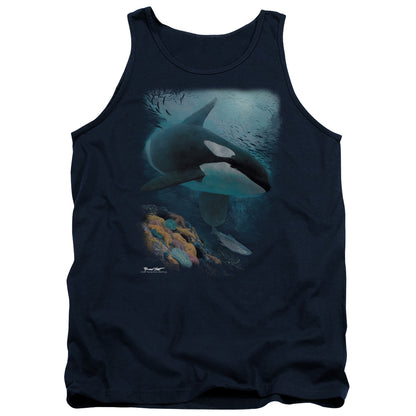 Wildlife Salmon Hunter Orca Mens Tank Top Shirt Navy