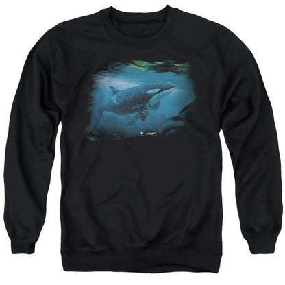 Wildlife Pursuit Thru The Kelp Orca Mens Crewneck Sweatshirt Black