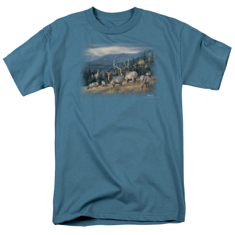 Wildlife Autumn Gold Elk Mens T Shirt Slate Officially Licensed
