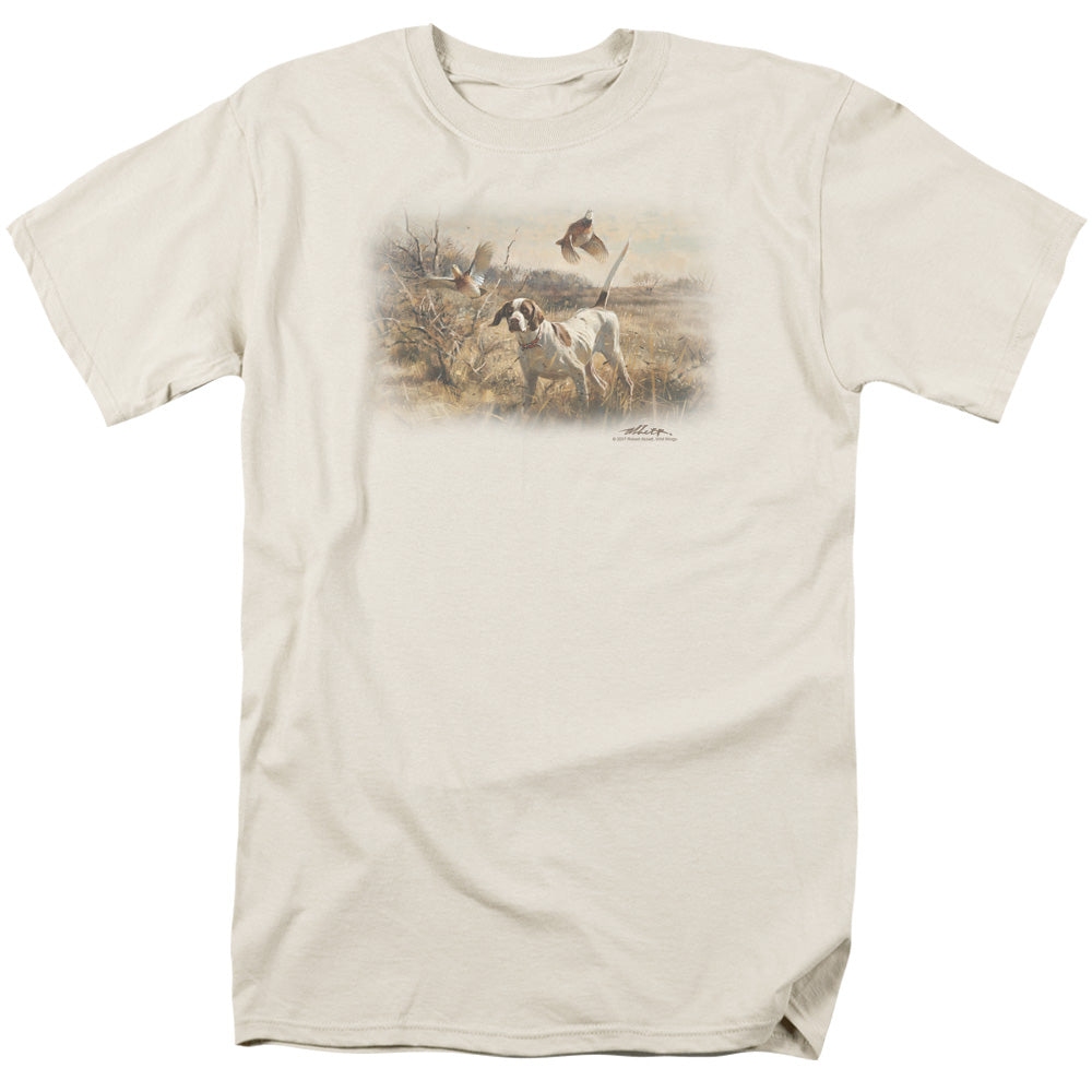 Wildlife Pointer & Bobwhite Quail Mens T Shirt Cream Officially Licensed