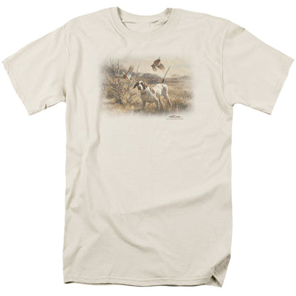 Wildlife Pointer & Bobwhite Quail Mens T Shirt Cream Officially Licensed