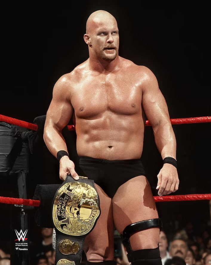 Stone Cold Steve Austin Smoking Skull Championship Belt 8" x 10" WWE Wrestling Photo