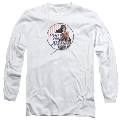 Wonder Woman Movie Fight For Justice Mens Long Sleeve Shirt White Officially Licensed